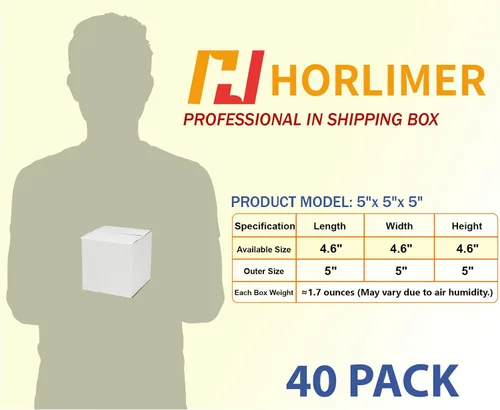 Miniatura 2 de HORLIMER Paquete de 40 cajas de envío de 5 x 5 x 5, caja de cartón corrugado blanco para correo, embalaje, pequeñas empresas