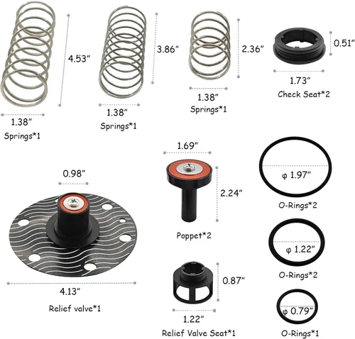 Miniatura 7 de Kit completo de reparación de reflujo de 3/4"-1" para Zurn Wilkins 975XL 975XL2 Preventer de reflujo interno completo de resortes de resortes