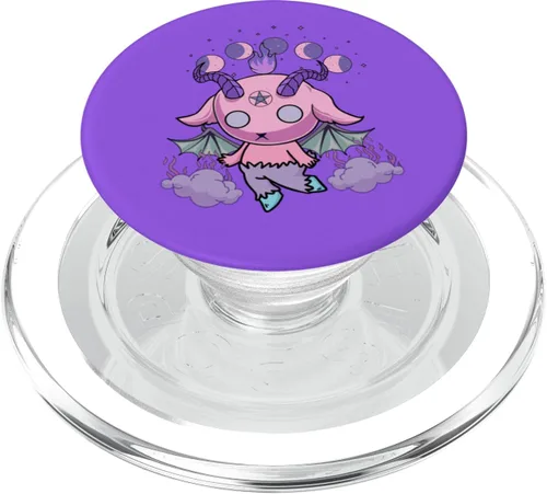 Miniatura 7 de Pastel Goth Kawaii Baphomet Anime Creepy Cute Pink PopSockets púrpura intercambiable PopGrip