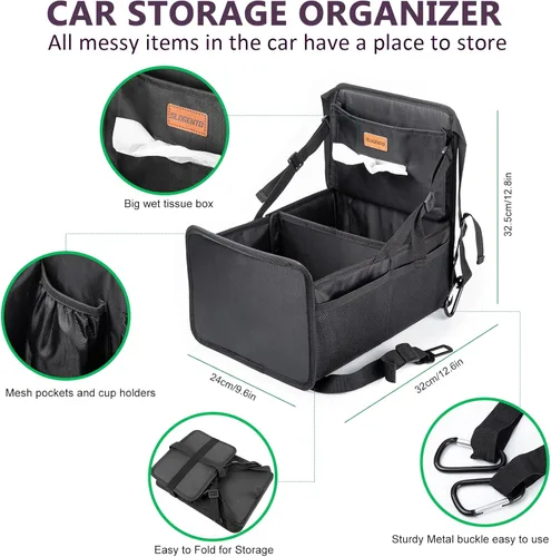 Miniatura 2 de Organizador de automóvil para niños, organizador de automóvil fácil de alcanzar y almacenamiento para asiento trasero entre asientos con caja