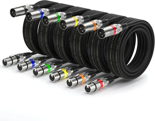 Miniatura 13 de EBXYA Paquete de 10 cables XLR XLR macho a hembra de 3 pines, cable de conexión de micrófono de 3 pines, cable de iluminación compatible
