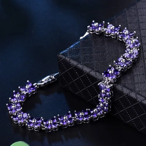 Miniatura 7 de GULICX - Pulsera de tenis con cristales de Swarovski y cristales redondos chapados en oro