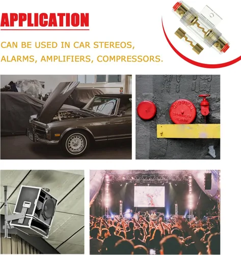 Miniatura 5 de Portafusible en línea de calibre 4-8 AWG con fusibles AGU de 30A para audio de coche, alarma, amplificador, compresores, Portafusible en línea