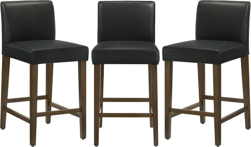 Miniatura 10 de CHITA Juego de 2 taburetes de bar de altura de mostrador, taburetes de bar tapizados de altura de asiento de 27 pulgadas, cuero sintético en negro