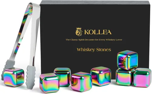 Miniatura 8 de Kollea Piedras de whisky de Navidad, 8 paquetes de rocas de whisky de acero inoxidable, cubo de hielo reutilizable para beber, regalo de cumpleaños