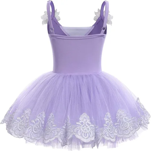 Miniatura 3 de ODASDO Leotardo de ballet para niñas, camisola, faldas tutú, lentejuelas brillantes, bordado de flores, vestido de baile, traje de gimnasia