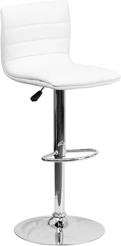 Miniatura 18 de Flash Funiture silla de bar ajustable con base cromada, Vinilo, Gris