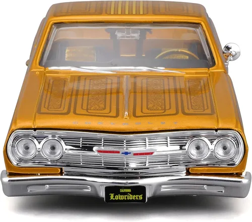 Miniatura 2 de 1965 Chevrolet El Camino Lowrider Gold Metallic con gráficos Lowriders Series 1/25 Modelo de coche fundido a troquel por Maisto