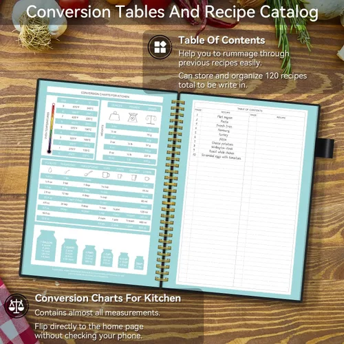 Miniatura 2 de Libro de Recetas para Escribir tus Propias Recetas, Cuaderno de Recetas en Blanco con Pestañas para Amantes de la Cocina Familiar, Organizador