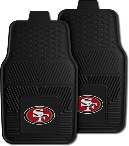 FANMATS 8902 San Francisco 49ers - Juego de 2 alfombrillas de vinilo resistentes para automóvil, alfombrillas de fila delantera, protección para