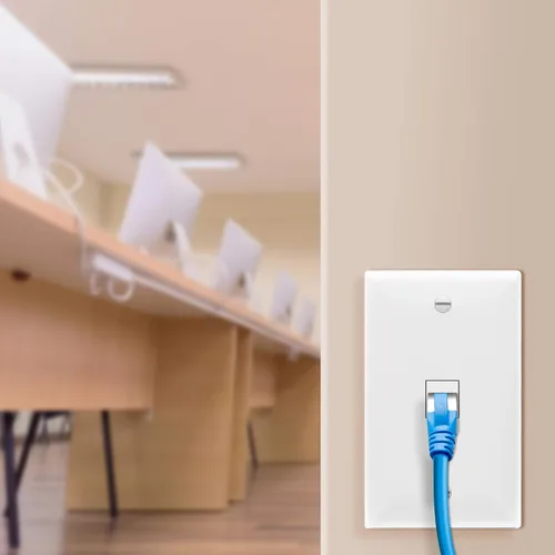 Miniatura 7 de ENERLITES Placa Keystone RJ45 de 1 puerto compatible con Cat7 Cat6 Cat5, para módulos multimedia de voz, datos y audio/video, 1 banda 4.50 x 2.76