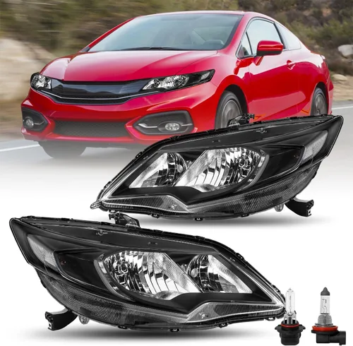 Miniatura 8 de JSBOYAT Conjunto de faros delanteros con bombillas para Honda Civic Coupe 2014-2015 de 2 puertas [tipo halógeno de fábrica] Par de repuesto de faros