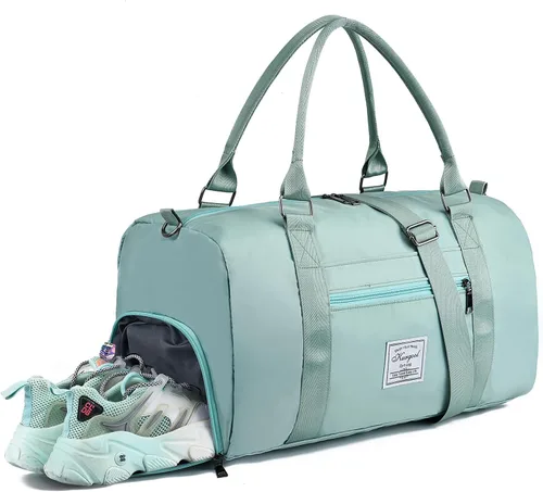 Miniatura 28 de Bolsa de gimnasio con bolsillo húmedo, bolsa de viaje plegable para mujer, bolsa de viaje impermeable para viajes, gimnasio, yoga