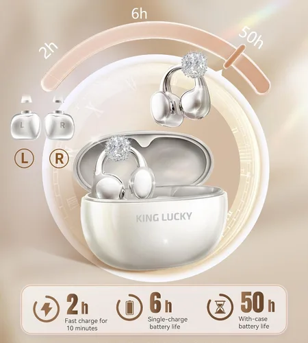 Miniatura 6 de King Lucky i121 Auriculares Inalámbricos Bluetooth de Oreja Abierta con Clip, con Micrófono, Cancelación de Ruido, Resistente al Agua IPX4