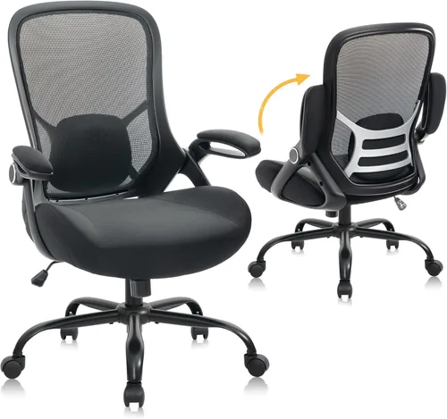 HYLONE Silla de Oficina Grande y Alta de Servicio Pesado para 400 libras, Silla de Escritorio Ergonómica con Asiento Engrosado de 5", Reposabrazos