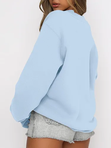 Miniatura 2 de ANRABESS Sudadera de manga larga para mujer, casual, cuello redondo, ajuste holgado, sudadera con capucha de forro polar para otoño