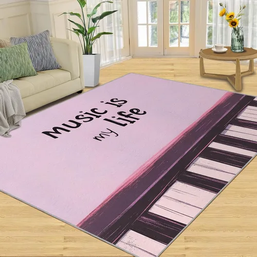 Miniatura 11 de Alfombra de guitarra, alfombra de 2 x 3 pies para entrada, alfombra de área musical, alfombra lavable de guitarra fresca para dormitorio, alfombra