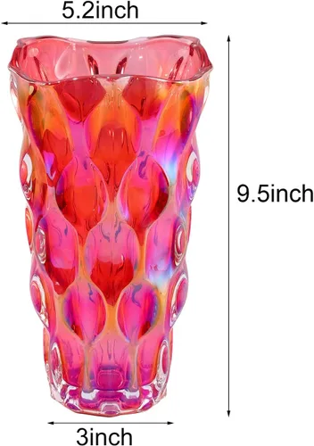 Miniatura 2 de Florero de cristal rojo grueso de 9.5 pulgadas de alto para decoración del hogar, comedor, mesa de boda, oficina, vacaciones, fiesta, centro de mesa