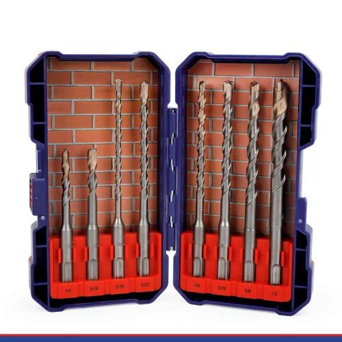 Miniatura 4 de WORKPRO SDS-Plus Juego de brocas de 8 piezas, punta de carburo, SDS+ Juego de brocas de martillo giratorio con estuche de almacenamiento
