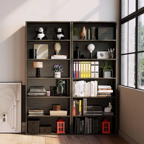 Miniatura 4 de IRONCK Estanterías y librerías de pie de 6 niveles, estantes de exhibición y almacenamiento, librero alto de 70 pulgadas, muebles de decoración