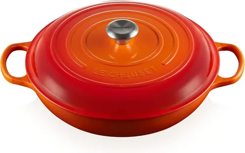 Le Creuset Braiser Signature de hierro fundido esmaltado, 5 cuartos de galón, Flame Llama