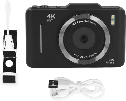 Miniatura 8 de Cámara digital 4K, cámaras de pantalla IPS HD de 48 MP de 2.8 pulgadas para fotografía, enfoque automático y antivibraciones, cámara compacta