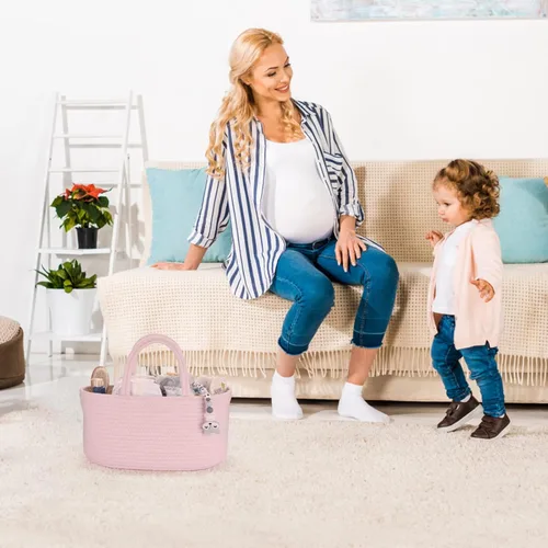 Miniatura 62 de Organizador de pañales para bebé con cuerda de algodón para niña o niño, cesta de almacenamiento portátil para guardería, bolsa de transporte