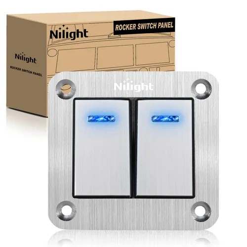 Miniatura 46 de Nilight Panel de interruptor basculante de 2 posiciones, 12V 24V DC, interruptores rojos, aluminio, 5 pines, ON OFF, precableado, impermeable