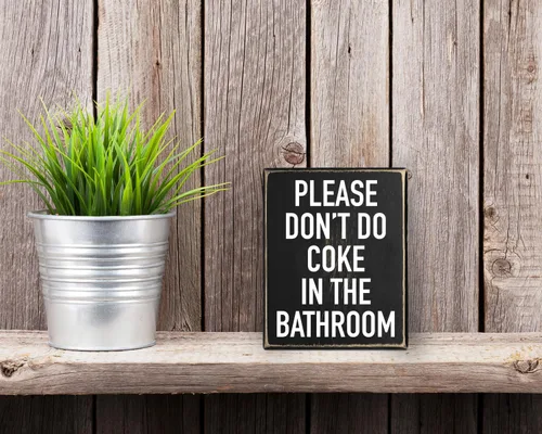 Miniatura 3 de Pigort Letrero de baño de madera divertido, "Por favor, no hagas cocaína" - 5 x 6 x 1.8 PULGADAS