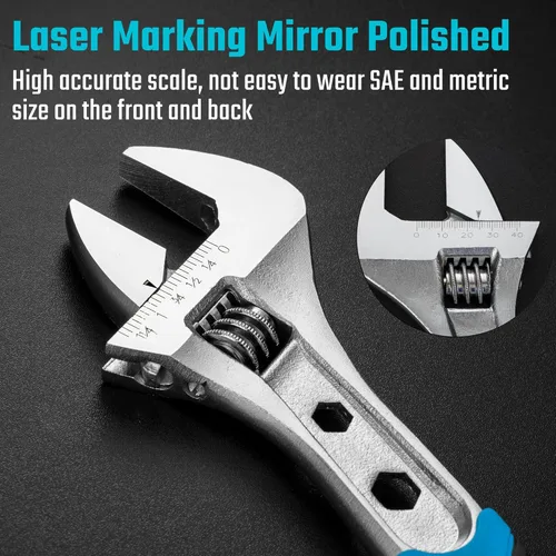 Miniatura 3 de DURATECH - Llave ajustable de 10 pulgadas, llave combinada 3 en 1 con extremo en caja/función hexagonal, acero CR-V, escalas métricas y SAE