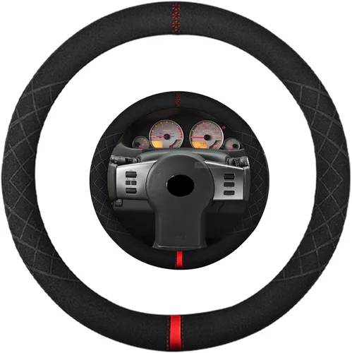 Miniatura 20 de Funda de volante de ante K LAKEY, compatible con Dodge Avenger Grand Caravan Challenger Charger, cubierta de volante deportiva antideslizante