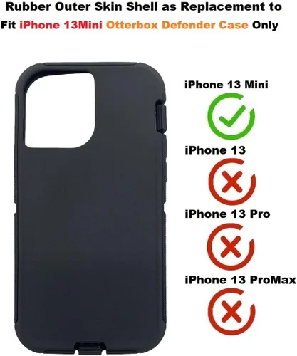 Miniatura 3 de Funda exterior de goma de repuesto compatible con iPhone 13 Mini Otterbox Defender Series Case (negro)
