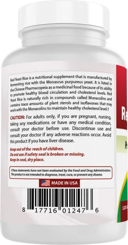 Miniatura 7 de Best Naturals, Arroz de levadura roja, cápsulas de 600 mg, 120 cápsulas, 2 cápsulas por porción/1200 mg por porción