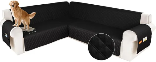 Miniatura 15 de HDCAXKJ Funda impermeable para sofá modular en forma de L, fundas seccionales de esquina lavables, a prueba de mascotas, protector de muebles