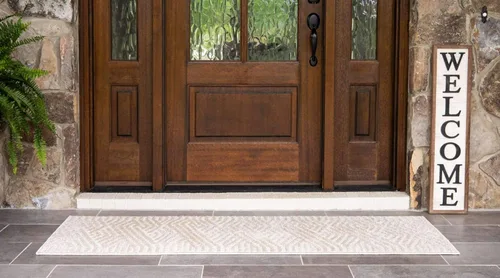 Miniatura 4 de Unique Loom Sabrina Soto Outdoor Collection Alfombra moderna, vibrante y tallada, 2 x 6 pies, beige