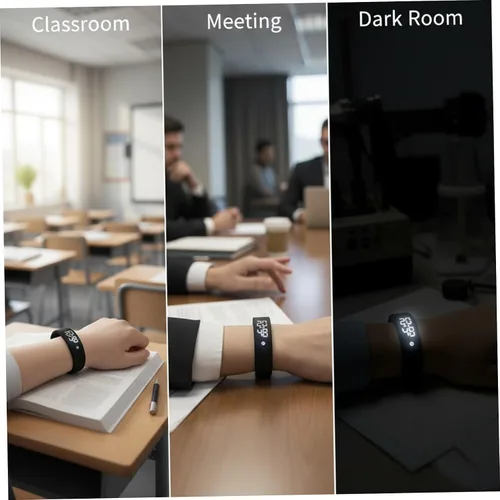 Miniatura 2 de Pulsera de alarma vibratoria con vibración silenciosa, reloj de pulsera impermeable para personas que duermen pesadas, estudiantes y niños, diseño