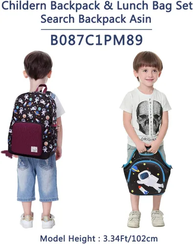 Miniatura 6 de VASCHY Bolsa de almuerzo para niños, bolsa de almuerzo ligera de neopreno aislada para niños, escuela, guardería, jardín de infantes, astronauta