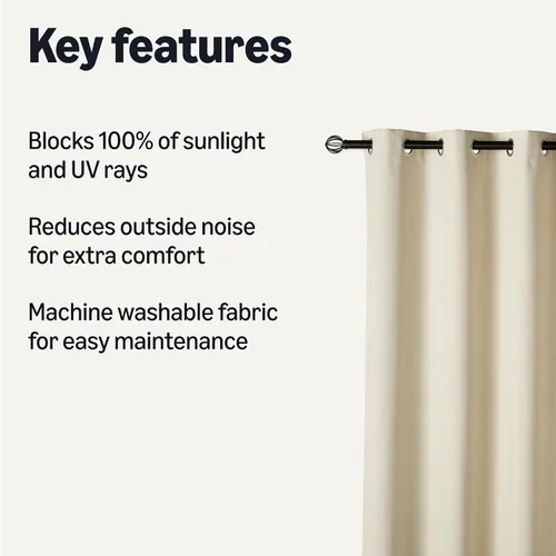 Miniatura 2 de Amazon Basics Cortinas 100% opacas con ojales, 2 paneles, 52 x 84 pulgadas, beige