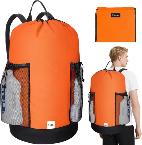 Miniatura 29 de BALEINE Mochila Bolsa de Lavandería de 120L, Tela Oxford 900D Bolsas Grandes de Lavandería de Viaje con Correas para el Hombro y 2 Bolsillos de Negro