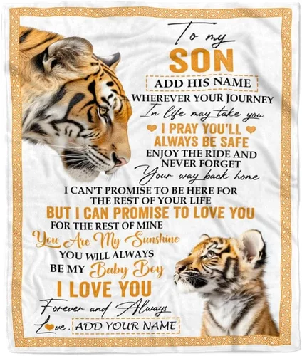 Miniatura 29 de Manta Personalizada "To My Son" de Mamá y Papá Regalos para Hijo que Va a la Universidad Cumpleaños Graduación Navidad Regalo Personalizado Manta