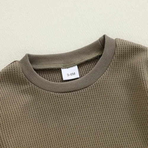Miniatura 13 de Kuriozud Conjunto de 2 piezas de sudadera con cuello redondo y pantalones deportivos para niños pequeños para otoño e invierno
