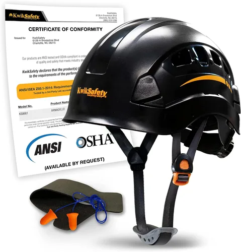 Miniatura 15 de KwikSafety - Charlotte, NC - Sombreros duros [Ala completa, estilo gorra, estilo de escalada] Tipo 1, Clase C ANSI OSHA Negro (Premium)