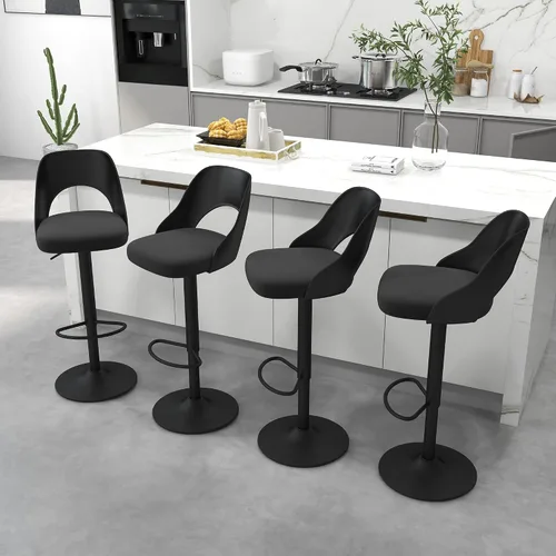 Miniatura 19 de civama Juego de 2 taburetes de bar para encimera de cocina, altura del asiento ajustable de 25 a 33 pulgadas, sillas de isla giratorias tapizadas