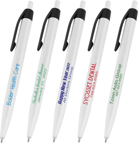 50 bolígrafos negros impresos en Estados Unidos, bolígrafo de tinta de escritura personalizado, impreso con tu logotipo y texto