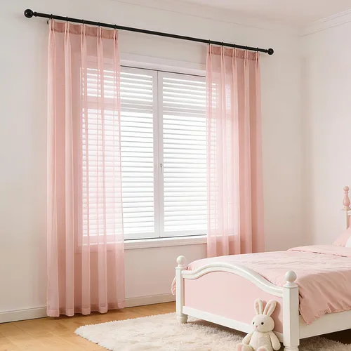Miniatura 22 de Cortinas plisadas negras traslúcidas de 84 pulgadas de largo, 2 paneles para dormitorio, lino texturizado, ganchos transparentes para pista