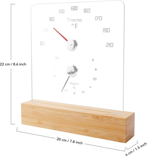 Miniatura 7 de Yofidra Termómetro de sauna 2 en 1 Fahrenheit Termómetro higrómetro con luz LED Accesorios de sauna para sala de sauna Hotel