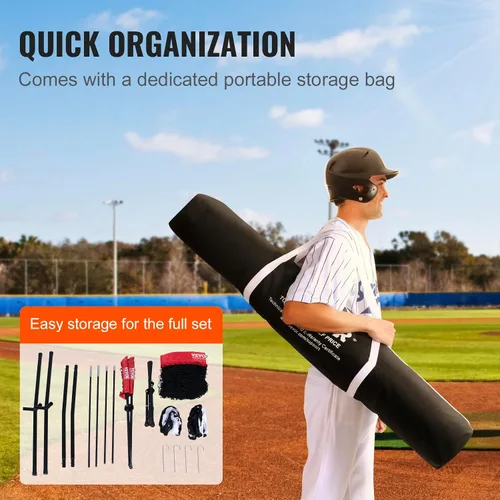Miniatura 7 de VEVOR - Red de práctica de sóftbol, red portátil de entrenamiento de béisbol para batear, batear, atrapar, lanzar, equipo de respaldo con marco