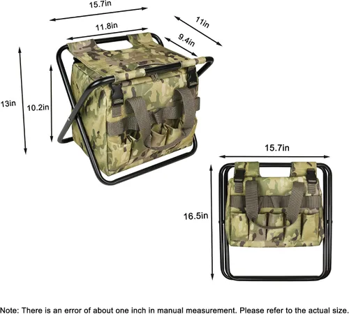 Miniatura 2 de Silla plegable 2 en 1 para acampar con bolsa de almacenamiento de herramientas, asiento de camuflaje para senderismo, asiento de pesca plegable