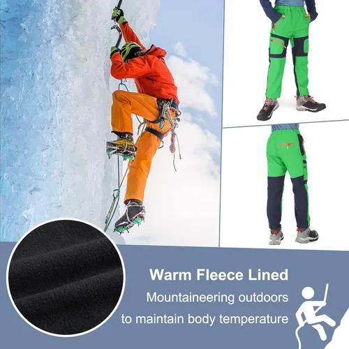 Miniatura 72 de linlon Pantalones impermeables para la nieve para niños y niños, forro polar lind para senderismo, softshell, cálidos, con aislamiento térmico