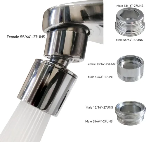 Miniatura 2 de Gire el aireador del grifo del fregadero, aireador de boquilla de grifo de baño de cocina, extensor de grifo, rociador giratorio de 360 grados